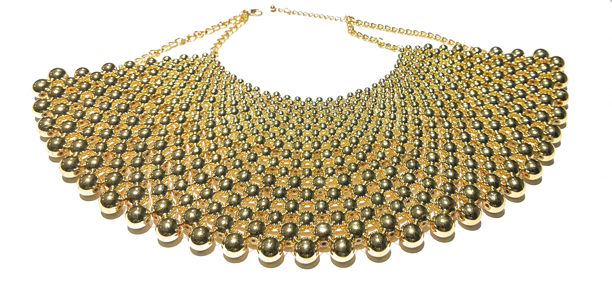 Statement Collar Beaded Pearl Bib Necklace (Gold)