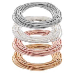 BENECREAT 60Pcs 4 Colors 2-1/4 inch Guitar String Bracelets, Rose Glod Platinum Light Gold Silver Flexible Steel Wire Layered Bracelet