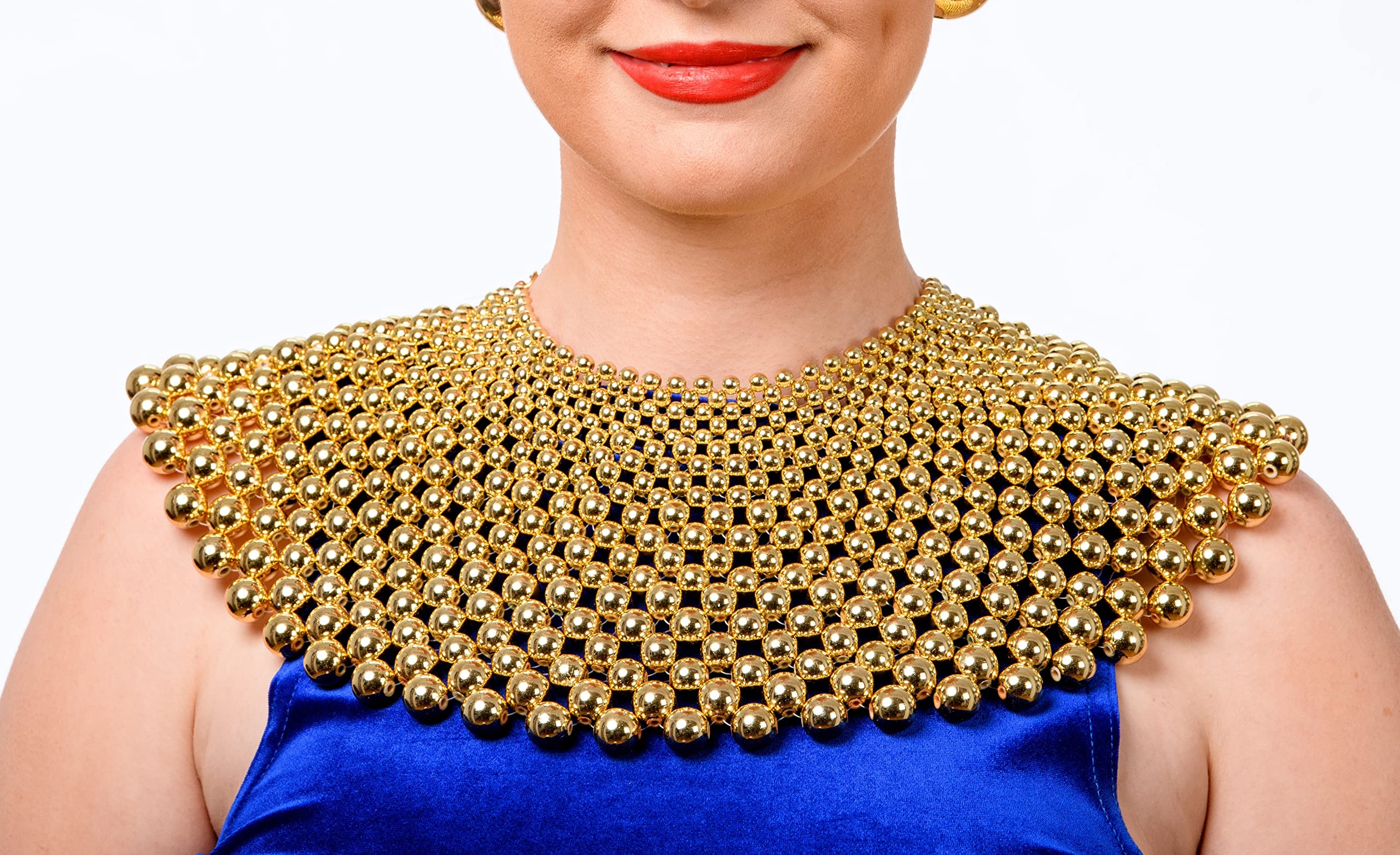 Statement Collar Beaded Pearl Bib Necklace (Gold)