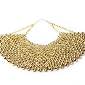 Statement Collar Beaded Pearl Bib Necklace (Gold)