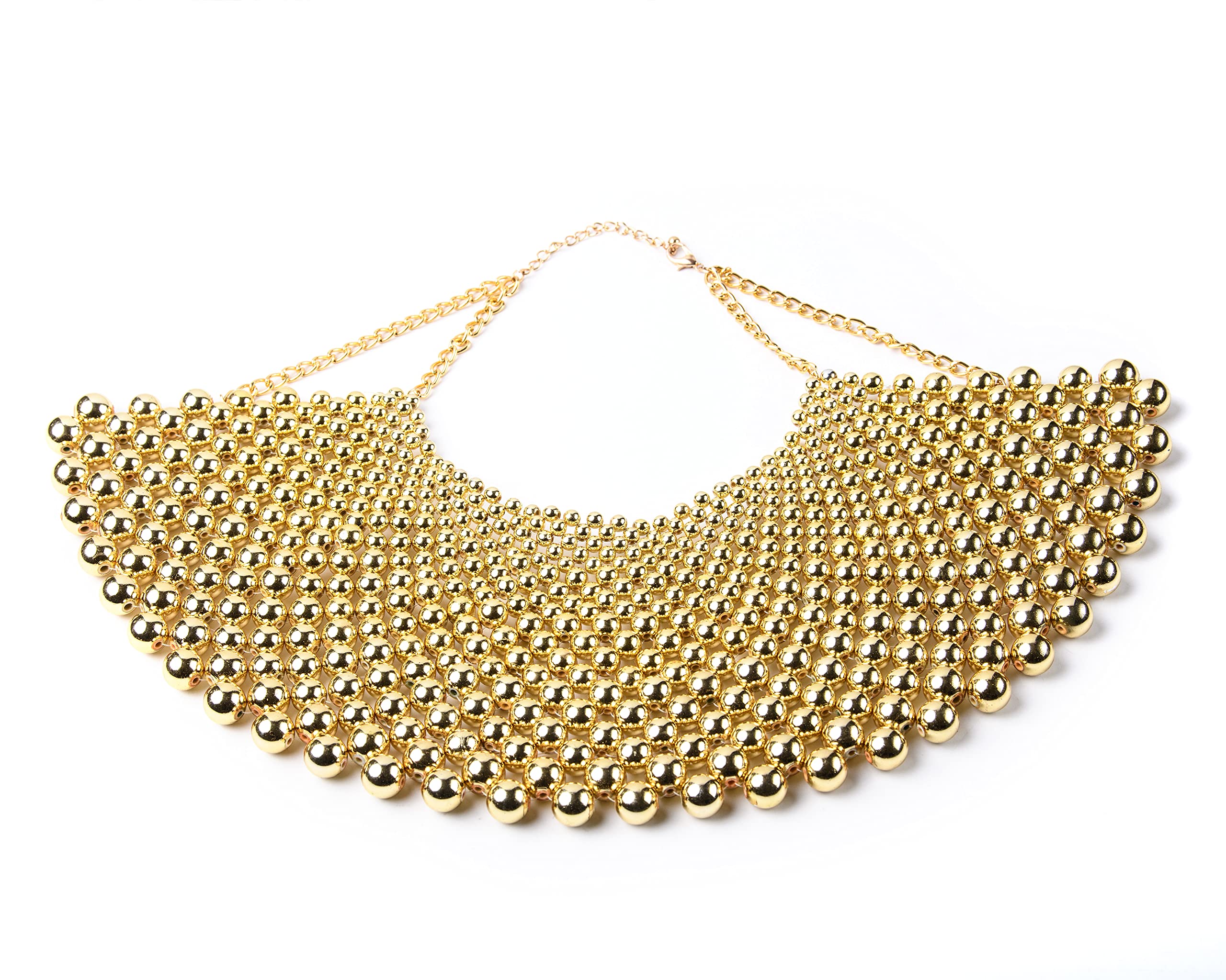 Statement Collar Beaded Pearl Bib Necklace (Gold)