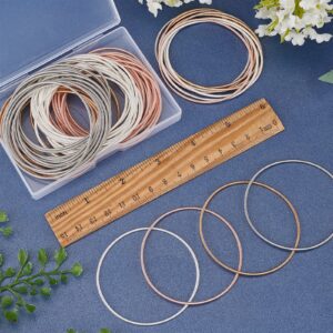 BENECREAT 60Pcs 4 Colors 2-1/4 inch Guitar String Bracelets, Rose Glod Platinum Light Gold Silver Flexible Steel Wire Layered Bracelet