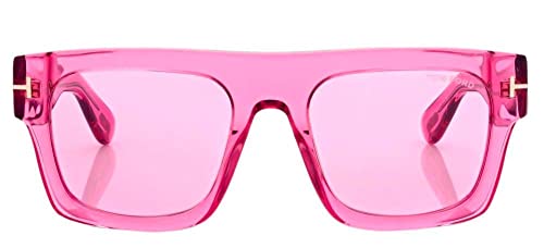 Tom Ford FAUSTO FT 0711 Ashiny Transparent Fuchsia/Pink 53/20/145 unisex Sunglasses