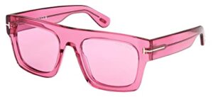 tom ford fausto ft 0711 ashiny transparent fuchsia/pink 53/20/145 unisex sunglasses