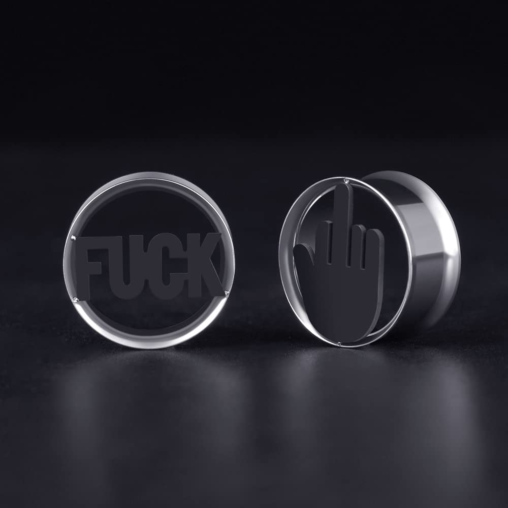 COOEAR Stainless Steel Ear Tunnels, Double Flared Gauges Earrings, Piercing Plugs Expander.