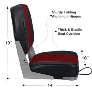 Leader Accessories A Pair of Low Back Folding Fishing Boat Seat (2 Seats) (Black/Red)