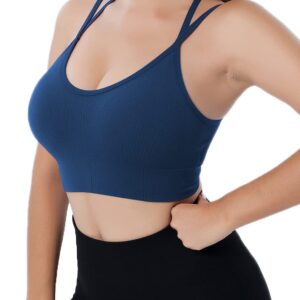 Cross Back Sport Bras Padded Strappy Seamless Cropped Bras for Yoga Workout Fitness Low Impact