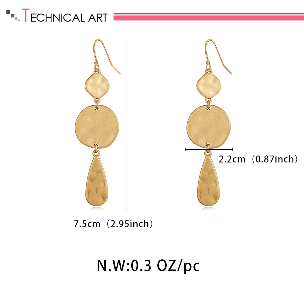 LILIE&WHITE Burnt Gold Boho Earrings For Women Antique Gold Disc Dangle Earrings For Women Geometric Bohemian Earrings Costume Jewelry For Women