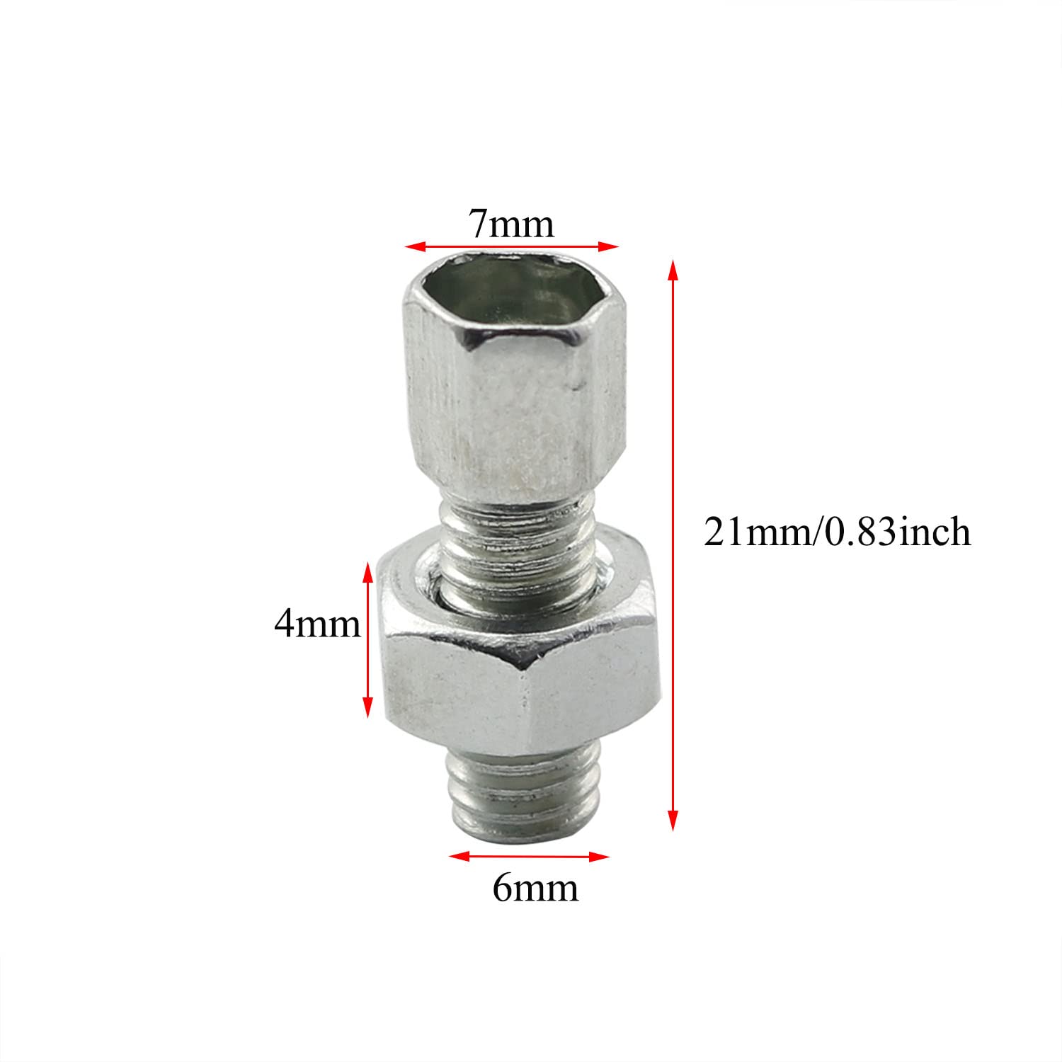 PZRT 4pcs Brake Caliper Barrel Adjusters 6mm Bicycle Brake Parts Silver Barrel Adjuster Bolt with Locknut