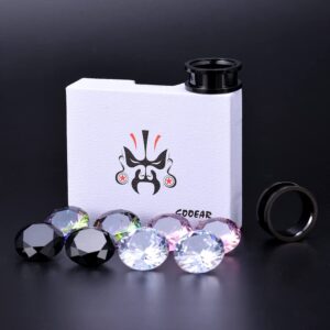 COOEAR DIY Gauges for Ears, Stainless Steel Screw Back Tunnels Earrings, Mix Crystal Gem Color Plugs Expander.