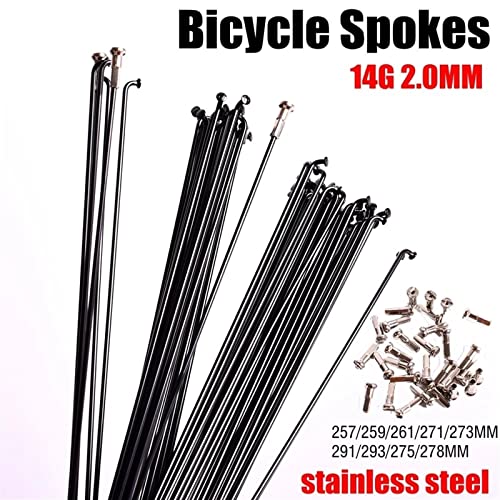 SEEMIE 20pcs 2.0MM Bicycle Spoke Wire Mountain Road Bike 304 Stainless Steel High Strength 259/261/271/273/291/293MM 26 27.5 29 Inch (Color : Elbow 271MMx12pcs)