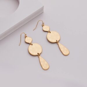 LILIE&WHITE Burnt Gold Boho Earrings For Women Antique Gold Disc Dangle Earrings For Women Geometric Bohemian Earrings Costume Jewelry For Women