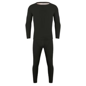 Thermal Underwear for Men, Soft Winter Warm Base Layers Bottoms and Tops for Cold Winter Weather Skiing(B#Black,Large)