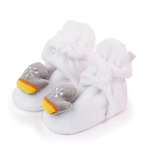 Infant Toddle Footwear Winter Polyester Warm Floor Shoes Soft Sole Christmas Indoor Warm Toddler Toddler Sneaker Girls (White, 0-6 Months)