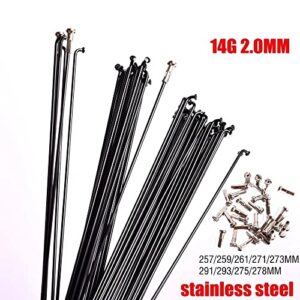 SEEMIE 20pcs 2.0MM Bicycle Spoke Wire Mountain Road Bike 304 Stainless Steel High Strength 259/261/271/273/291/293MM 26 27.5 29 Inch (Color : Elbow 271MMx12pcs)