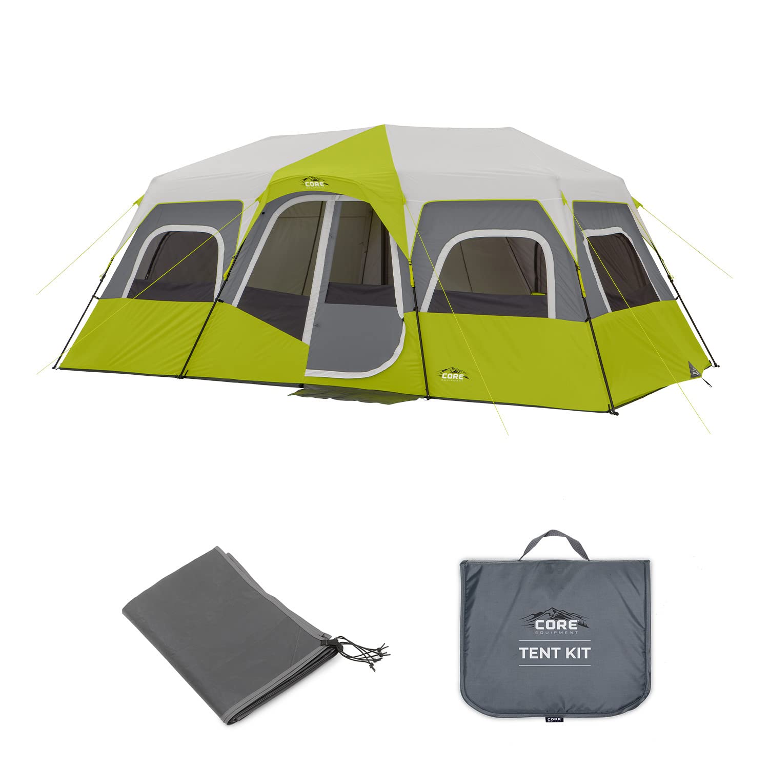 CORE 12 Person Instant Cabin Tent with Included Footprint and Tent Kit