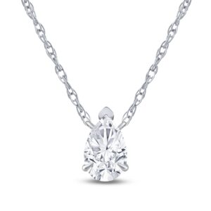 Pear Shaped Solitaire Diamond Necklace | Real 14K White Gold GH VS SI Floating 1CT Lab Created Diamond Pendant Necklace for Women | Ideal Gift for Ladies