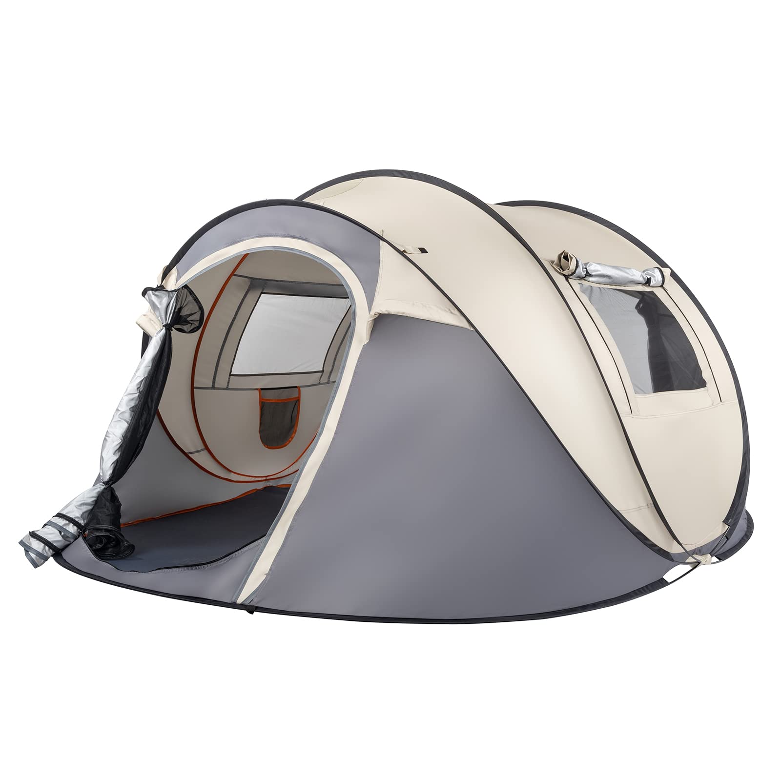 VINGLI Pop Up Camping Tent,Waterproof Automatic Setup -Instant Family Tents for Camping Hiking & Traveling, 110” x 79” x 48” (Grey)