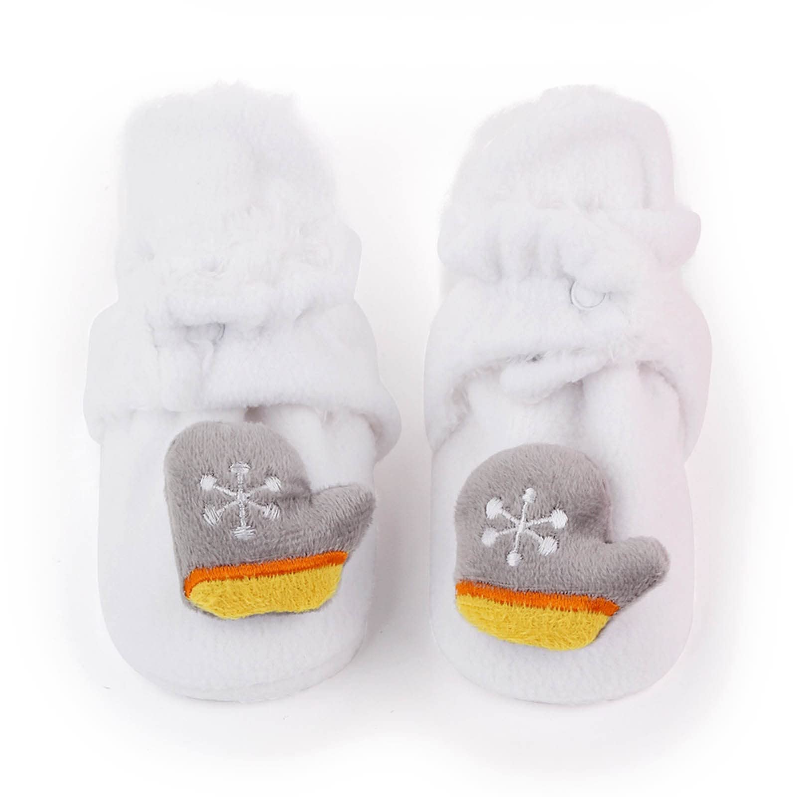 Infant Toddle Footwear Winter Polyester Warm Floor Shoes Soft Sole Christmas Indoor Warm Toddler Toddler Sneaker Girls (White, 0-6 Months)