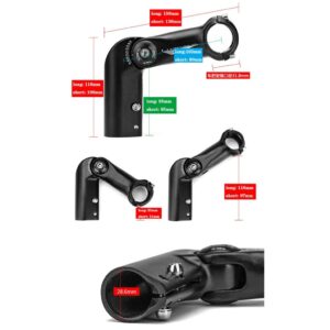 LYYCX 31.8mm Stem Alloy 0-60° Mountain Bike Road BMX Cycling Handlebar Stem for 28.6mm or 1-1/8" Front Fork (Size : Short Section)