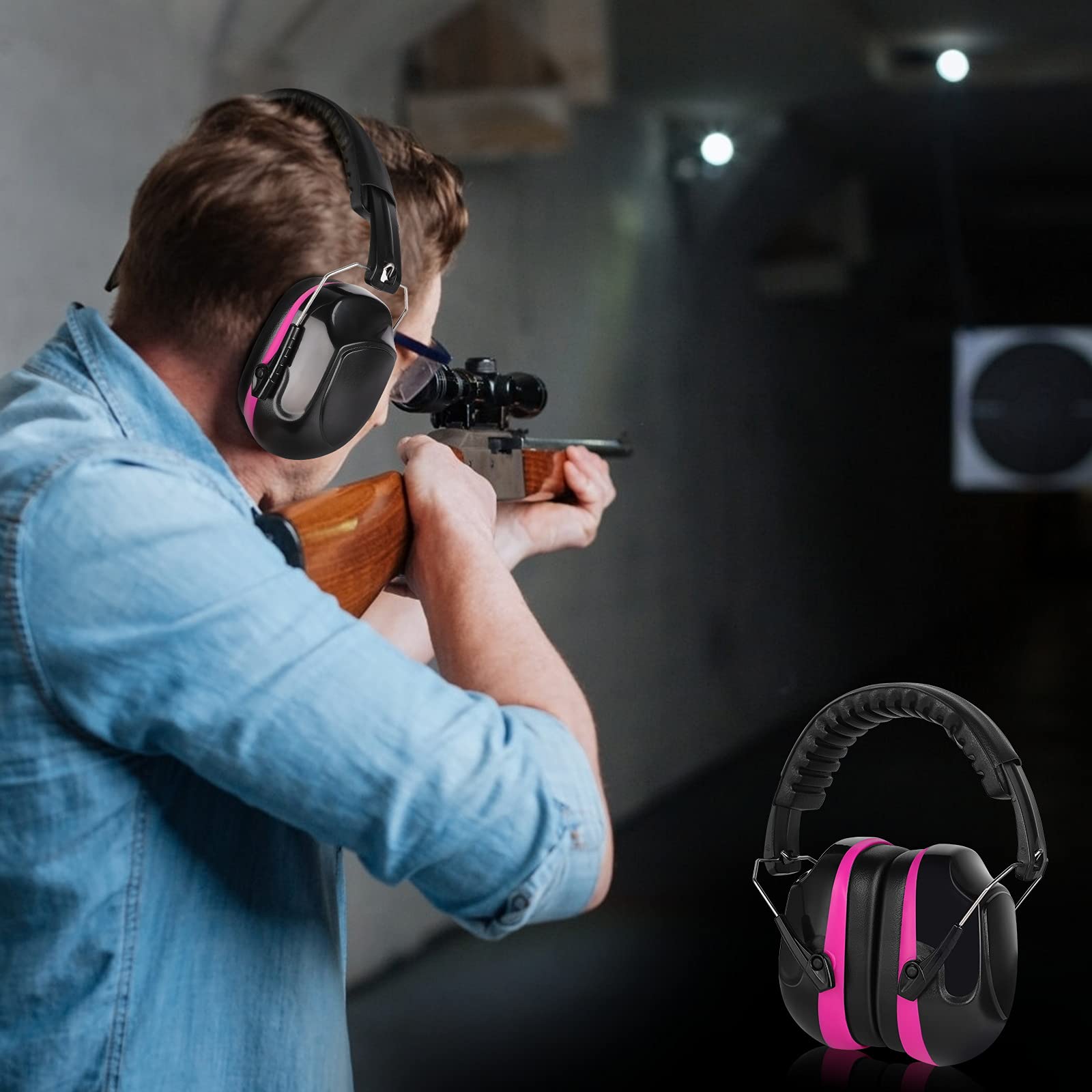 Bcoxan Shooting ear protection safety eamuffs, Gun range hearing protection, Shooting glasses, Earplugs, carrying case