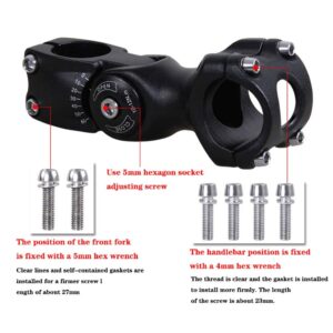 LYYCX 25.4mm / 31.8mm Road Bike Handlebar Stem 28.6mm Aluminum Alloy 0-60 Degree Adjustable Black 90mm / 110mm (Size : 25.4x90MM)