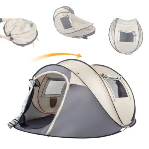 VINGLI Pop Up Camping Tent,Waterproof Automatic Setup -Instant Family Tents for Camping Hiking & Traveling, 110” x 79” x 48” (Grey)