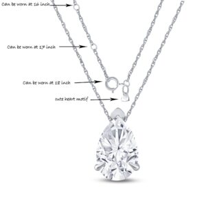 Pear Shaped Solitaire Diamond Necklace | Real 14K White Gold GH VS SI Floating 1CT Lab Created Diamond Pendant Necklace for Women | Ideal Gift for Ladies