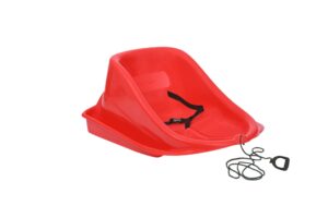 superio baby pull sled, infant boggan snow sled, child safe plastic sleigh with pull ropes and seat belt, (red)