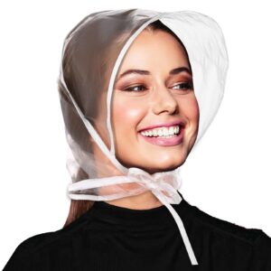 Lusofie 6 Pieces Rain Bonnet with Visor Clear Waterproof Rain Scarf Protect Hairstyle Plastic Rain Hats for Women