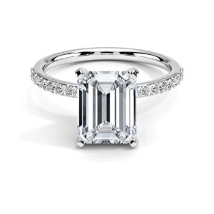 blocaci engagement ring 1 ct/2 ct/3 ct pave moissanite emerald cut engagement rings for women 18k white gold rose gold yellow gold free engraving