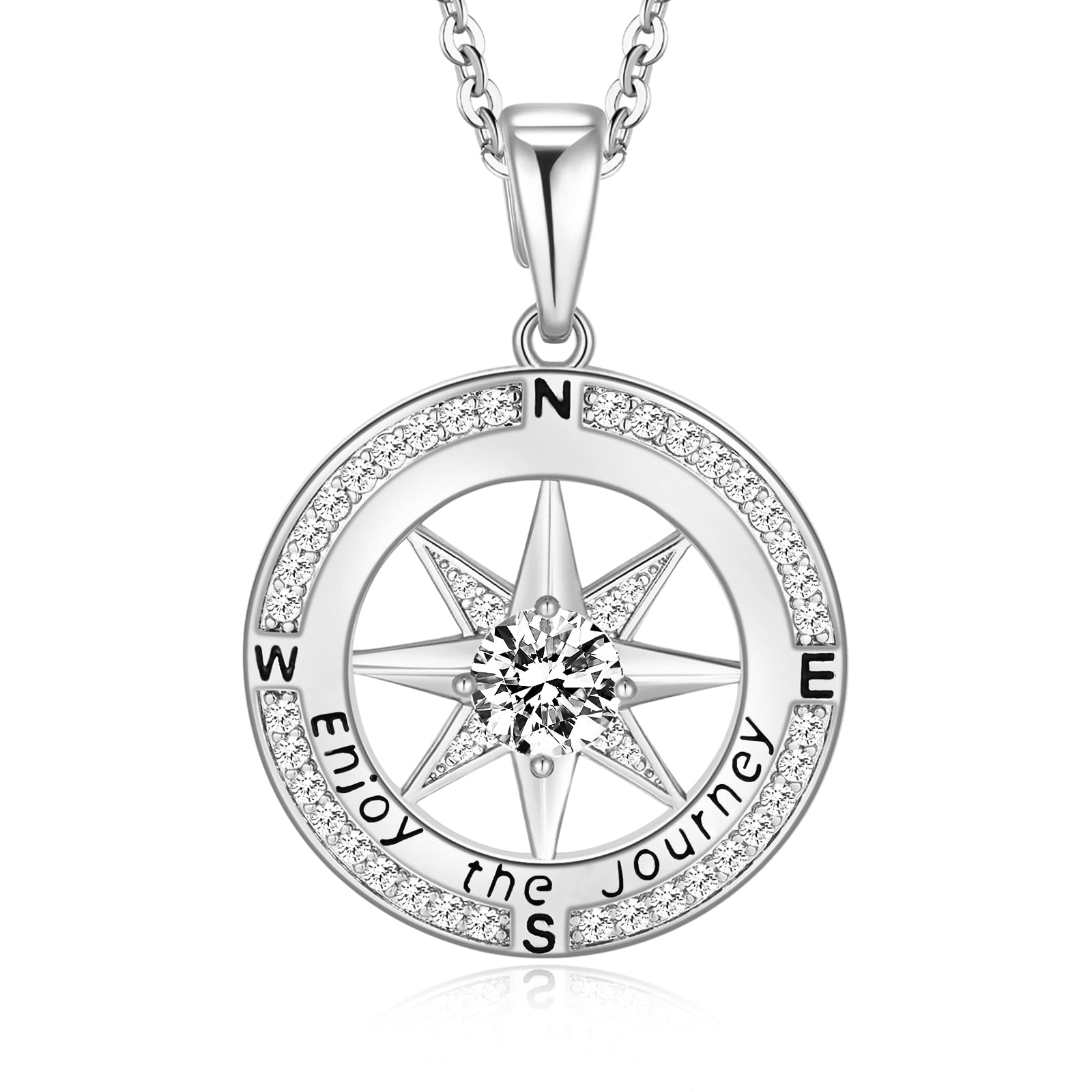 Peeshow Graduation Gifts high school College Silver Compass Graduation Necklace for Women, Best Gift for Daughters Granddaughter, Masters Degree Graduation Presents Jewelry for Women