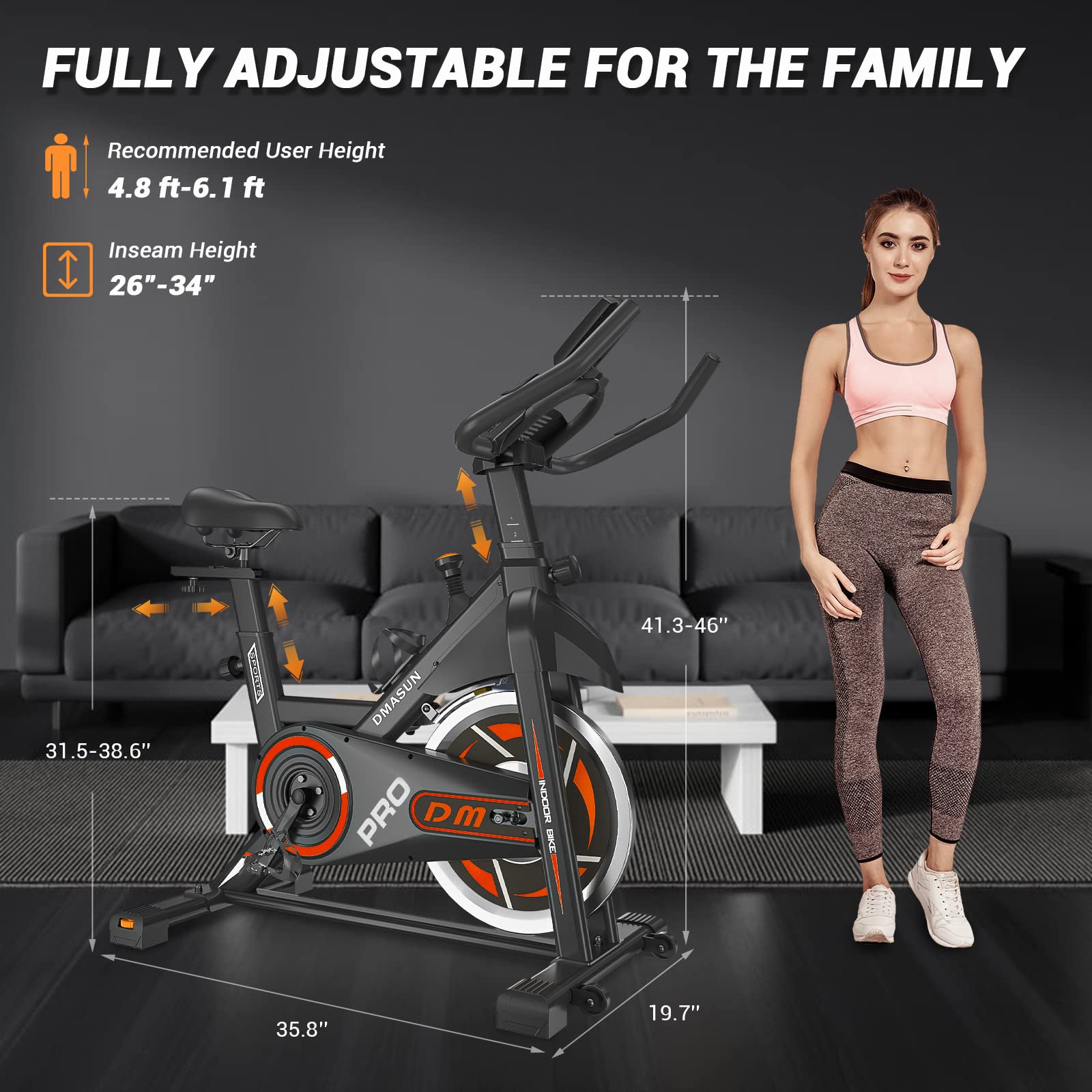 DMASUN Magnetic Resistance Exercise Bike, Indoor Cycling Bike Stationary, Cycle Bike with Comfortable Seat Cushion, Digital Display with Pulse