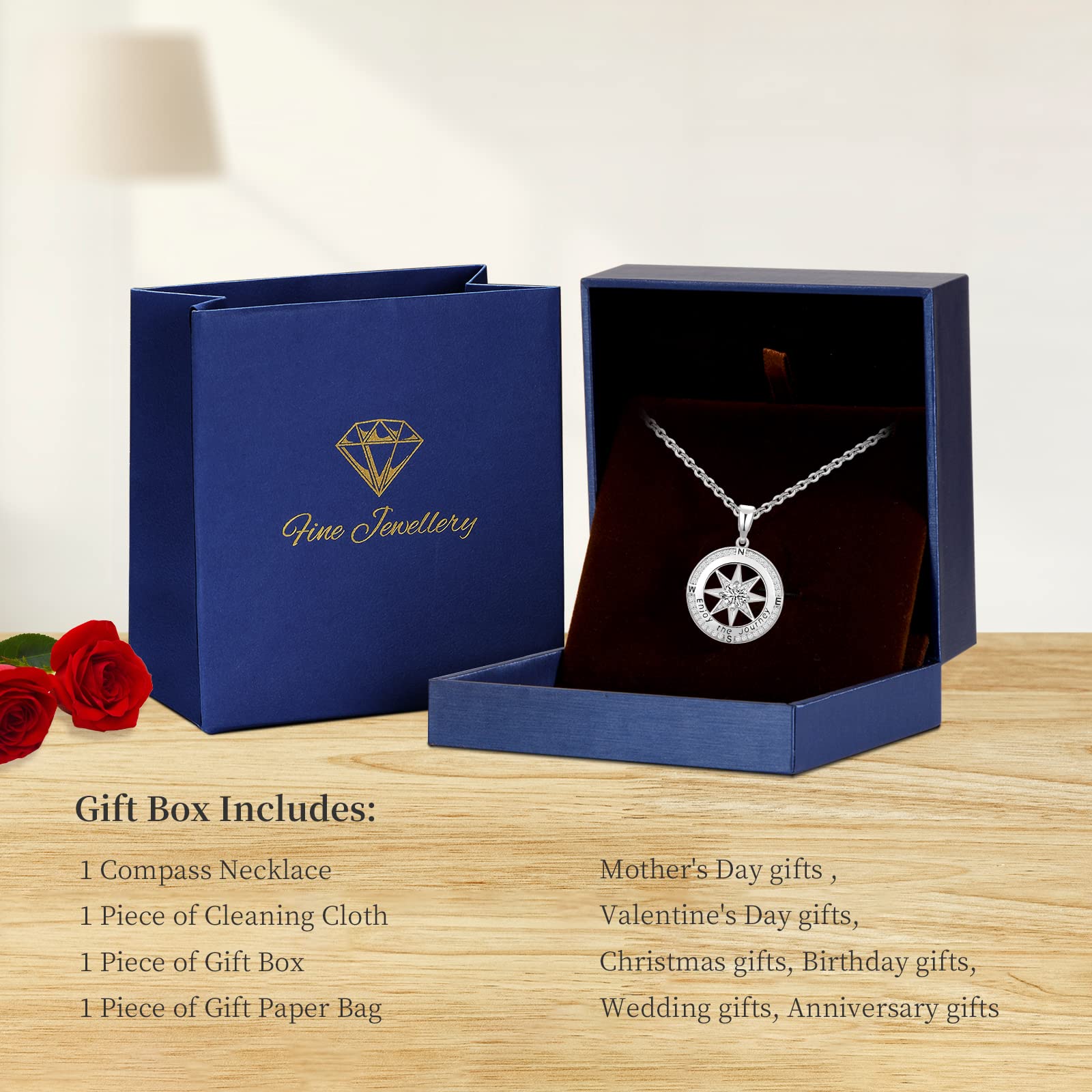 Peeshow Graduation Gifts high school College Silver Compass Graduation Necklace for Women, Best Gift for Daughters Granddaughter, Masters Degree Graduation Presents Jewelry for Women