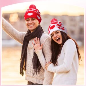 Valentine's Day Love Beanie Hats Heart Pattern Hats Warm Stretch Winter Knit Hat for Men Women Adult Valentine's Day Gifts (Heart,4 Pcs)