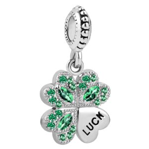 nartgo lucky green four leaf clover charm compatible with pandora charms bracelets