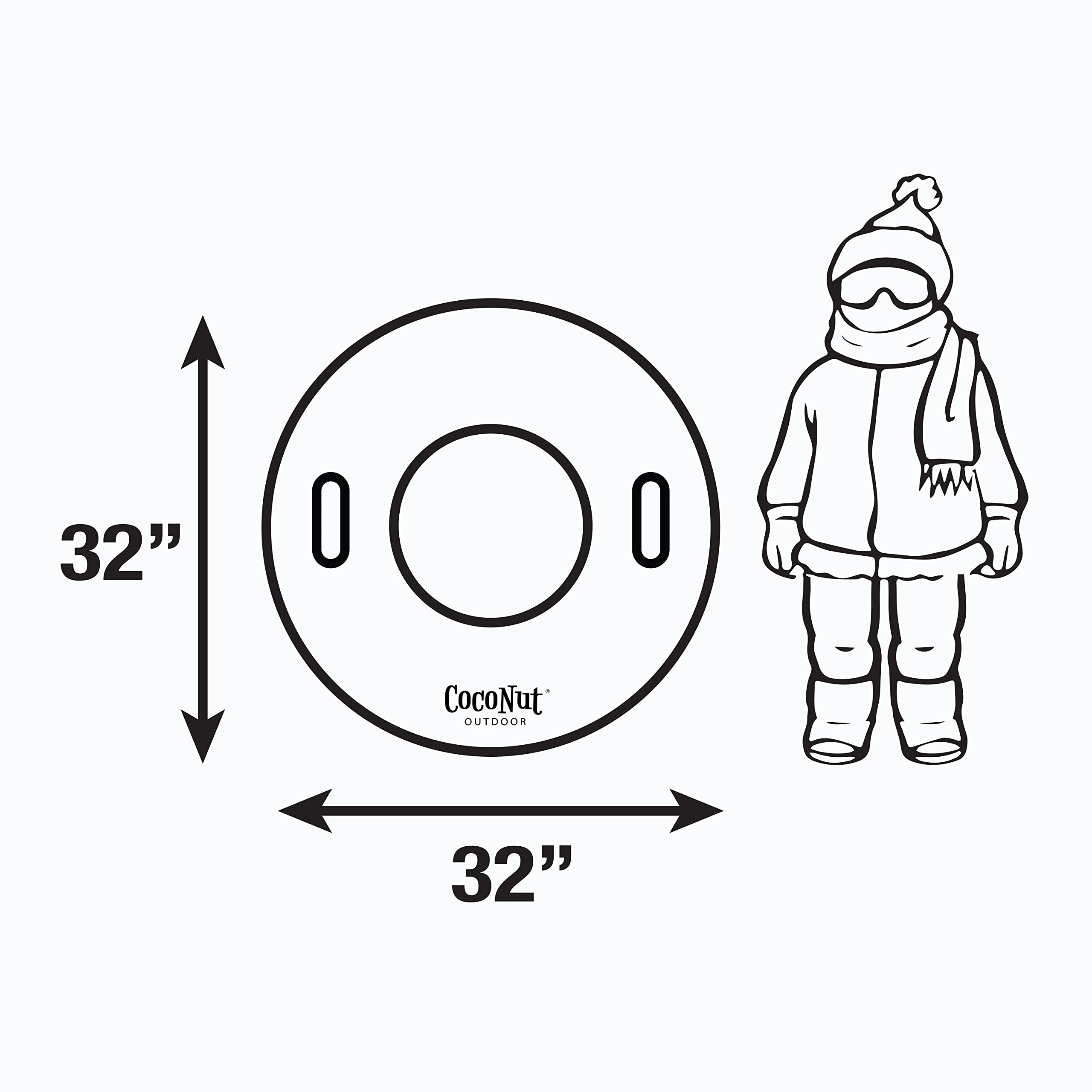 CocoNut Outdoor- 32” Inflatable Penguin Snow Ring- “Just Chillin” Heavy Duty Snow Sled with Sturdy Handles for Kids, Teens and Adults-Cold Resistant Toboggan -Lightweight Tube for Boys and Girls