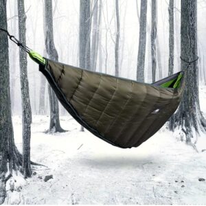 under quilts for hammocks, hikerbro ultralight hammock underquilt, double size underquilt for hammock camping, backpacking army green