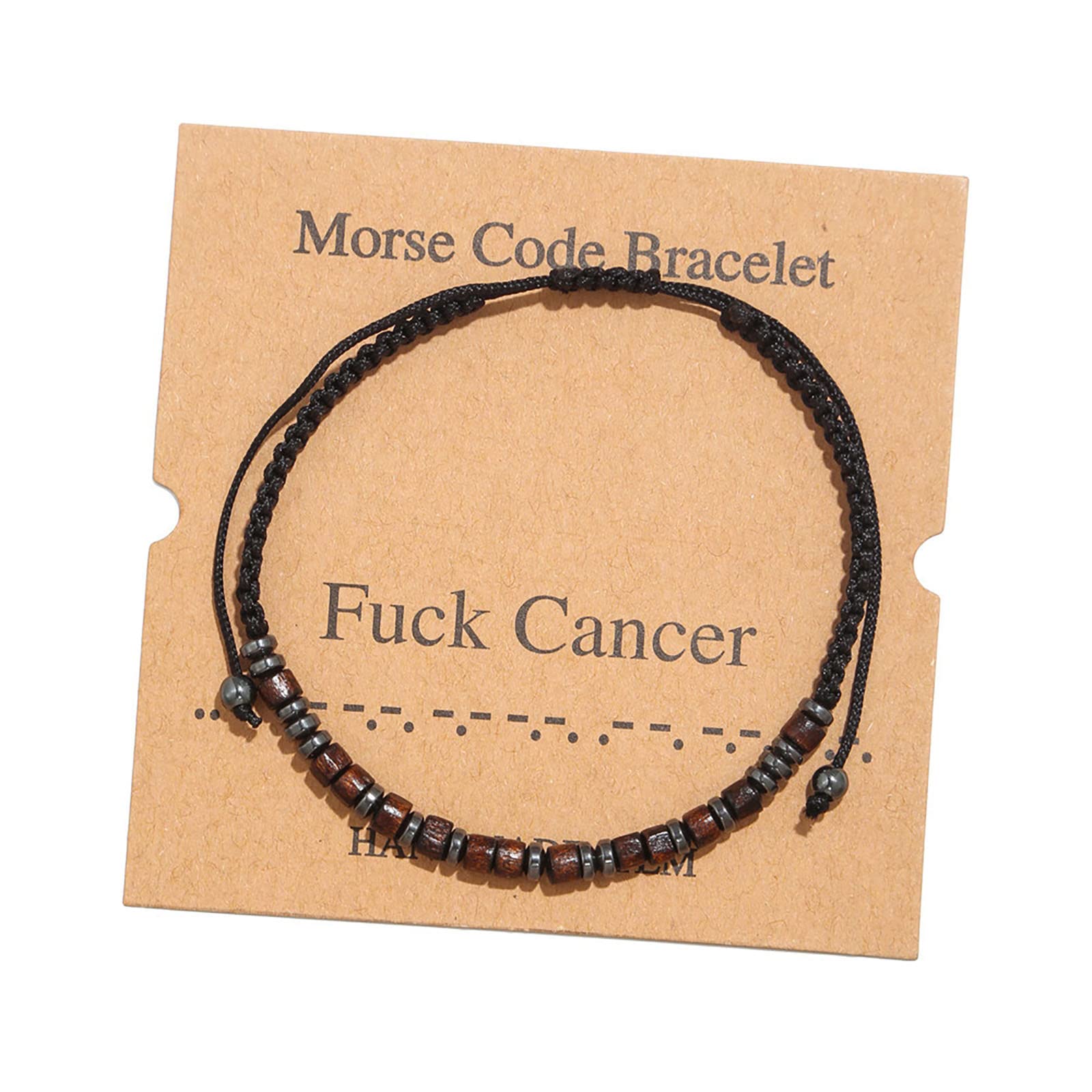 Lvla Gan Morse Code Bracelet for Women, String Wrap Bracelet Friendship Daughter Boyfriend Girlfriend Couples Inspirational Gifts Bracelet Gift for Her Secret Message Strand Bracelet Fuck Cancer