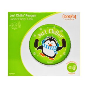 CocoNut Outdoor- 32” Inflatable Penguin Snow Ring- “Just Chillin” Heavy Duty Snow Sled with Sturdy Handles for Kids, Teens and Adults-Cold Resistant Toboggan -Lightweight Tube for Boys and Girls