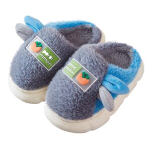 boys home slippers warm fruit house slippers for toddler lined winter indoor shoes infant slippers (grey, 18-24 months)