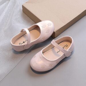 Girls Low Heel Shoes Strawberry PU Shoes Casual Shoes Baby House Shoes (Pink, 3-3.5 Years)