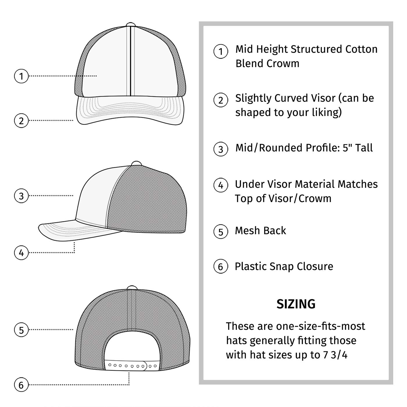 HDE Trucker Hat - Performance Outdoor Snapback Adventure Hats for Men Badlands Bison