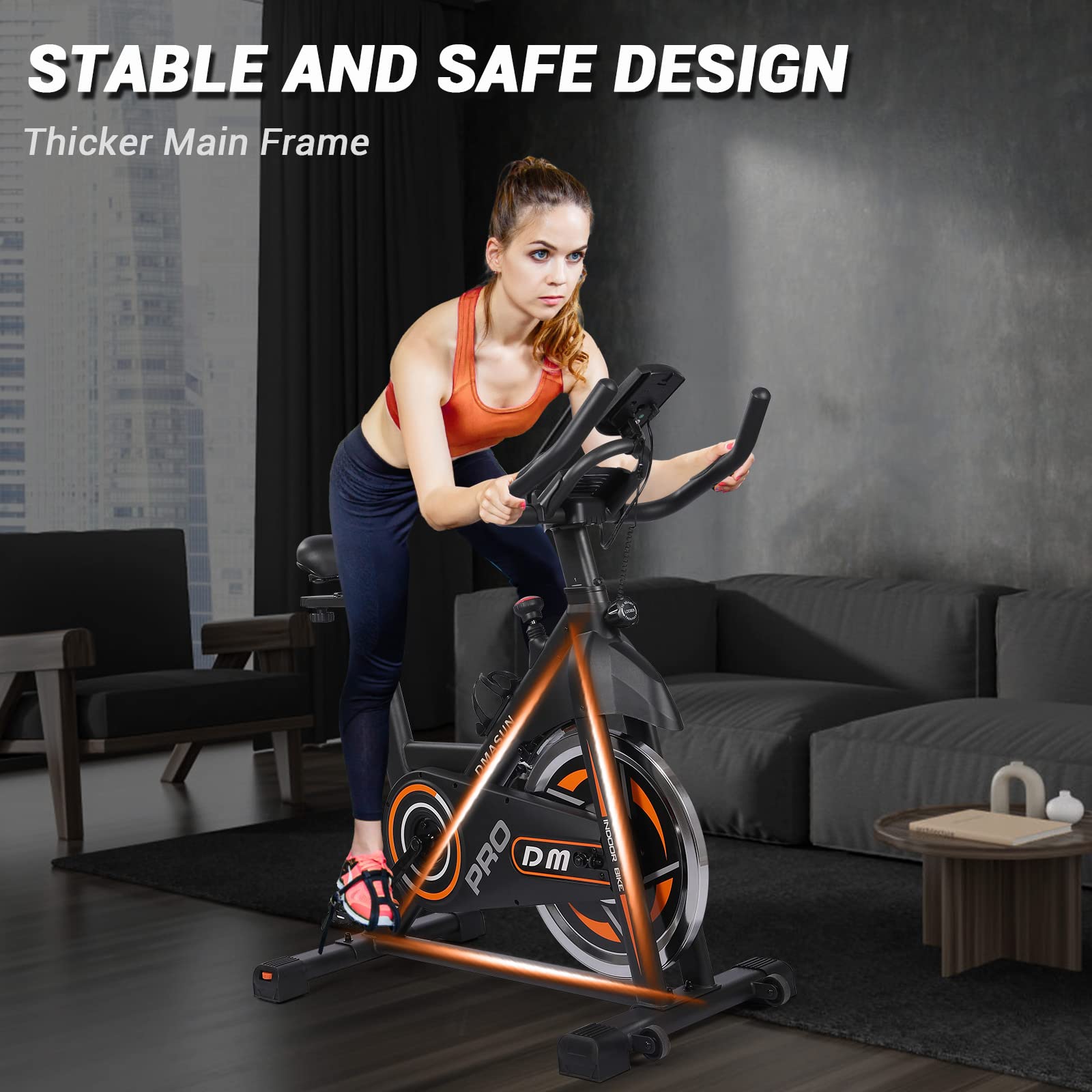 DMASUN Magnetic Resistance Exercise Bike, Indoor Cycling Bike Stationary, Cycle Bike with Comfortable Seat Cushion, Digital Display with Pulse