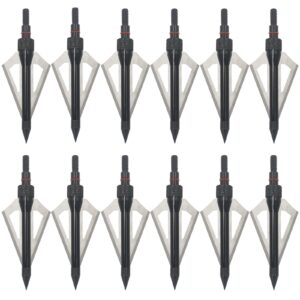 LeeMui Hunting Broadheads 12PK 100 Grains Screw-in Arrow Archery 3 Blades Hunting Heads Arrow Tips Compatible with Crossbow and Compound Bow + 1 PK Broadhead Storage Case (Black)