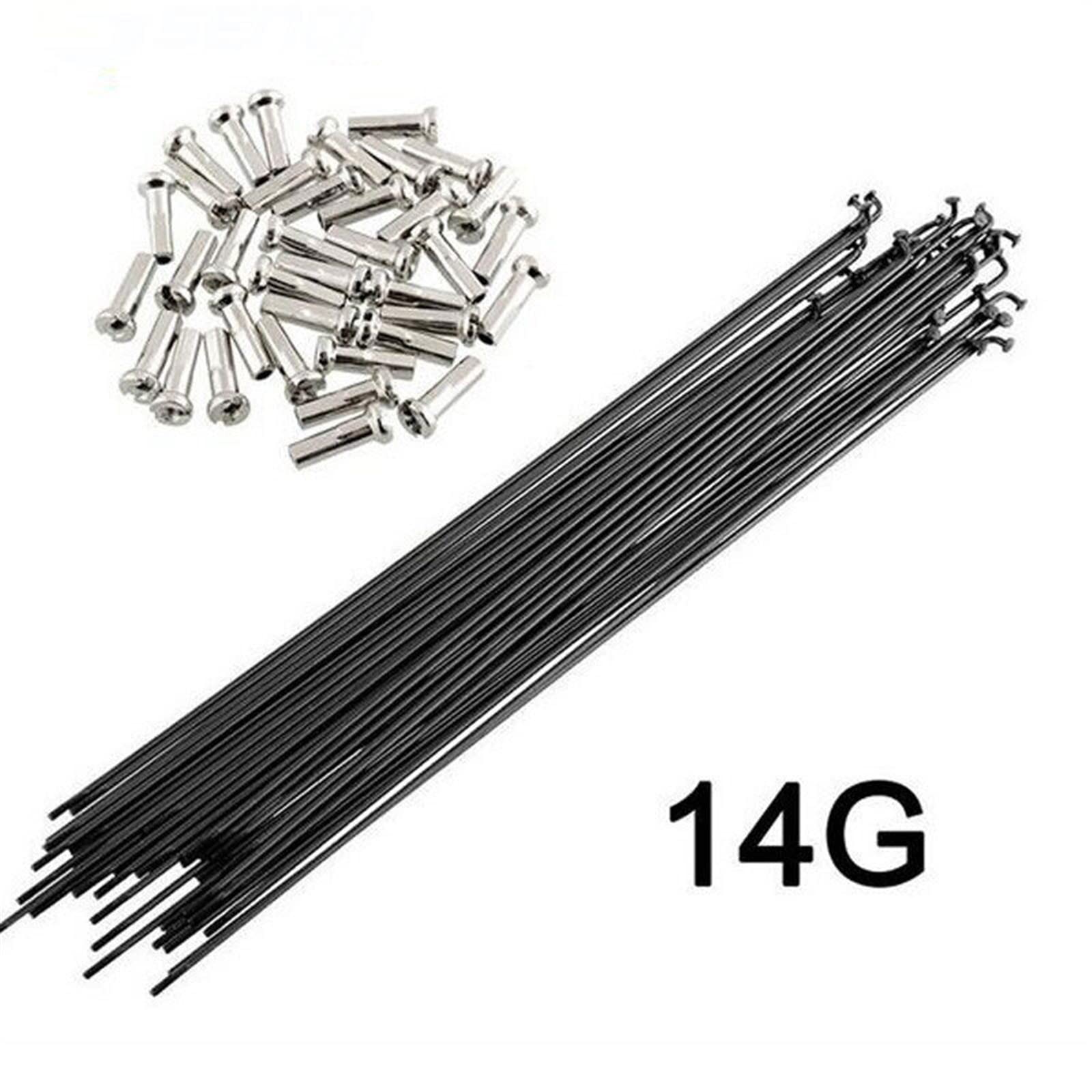 Bicycle Stainless BK Steel Spokes 36pcs Bike Spoke 14G J Bend Steel Bicycle Spokes with Nipples 82-298mm Customized Size (Color : 225mm)