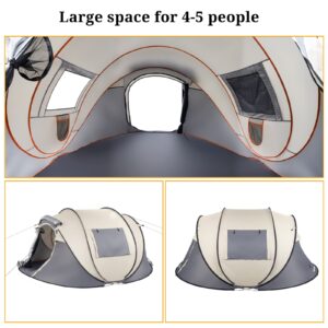 VINGLI Pop Up Camping Tent,Waterproof Automatic Setup -Instant Family Tents for Camping Hiking & Traveling, 110” x 79” x 48” (Grey)