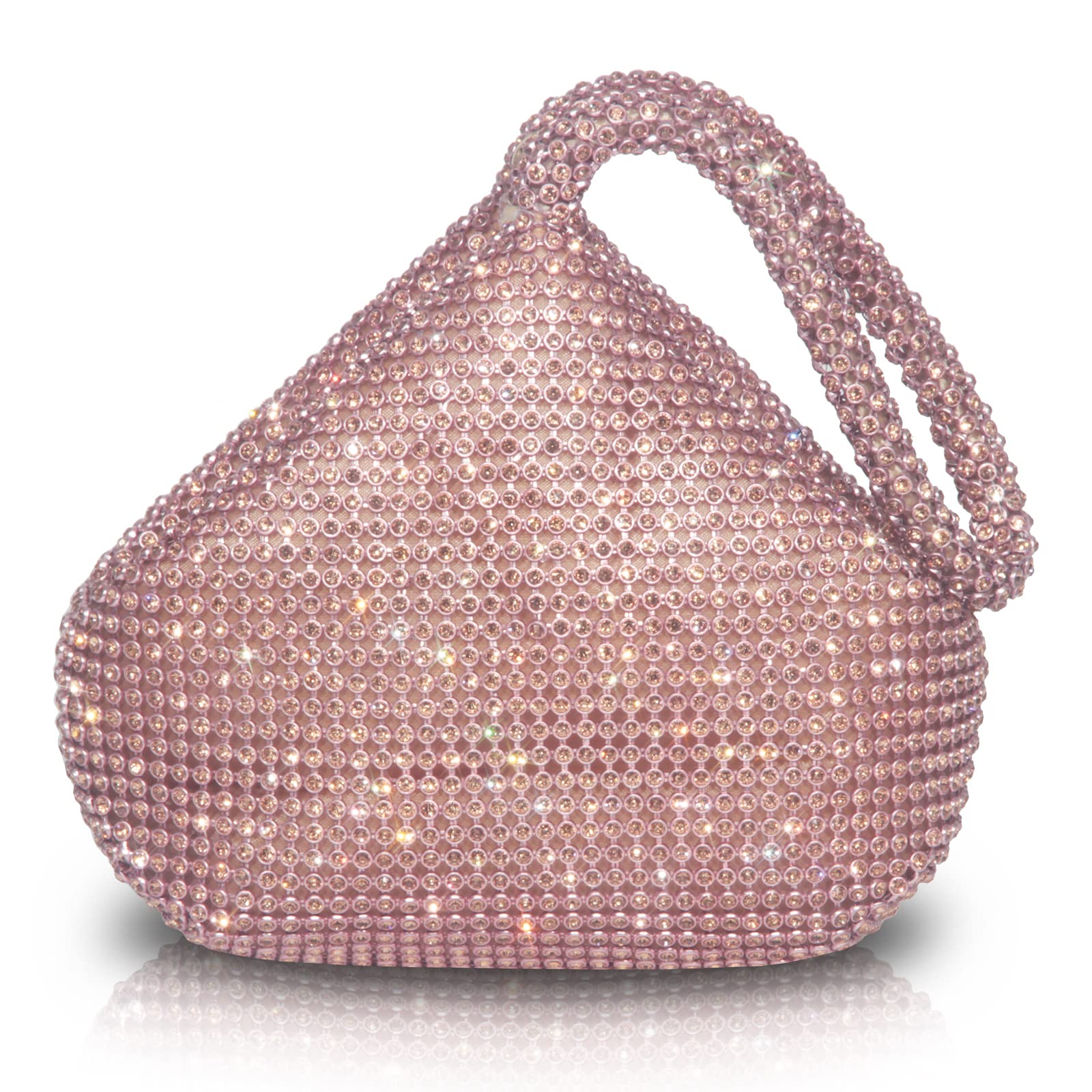 AOYUNHUI Women's Rhinestone Clutch Evening Bags Sparkly Glitter Triangle Purse for Women Wedding for Prom Party-Rose Gold