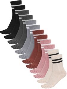 zhanmai 6 pairs women toe socks cotton five toe socks for running toe separator socks breathable athletic sock for women men (multicolor)