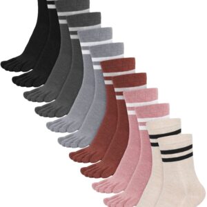 Zhanmai 6 Pairs Women Toe Socks Cotton Five Toe Socks for Running Toe Separator Socks Breathable Athletic Sock for Women Men (Multicolor)